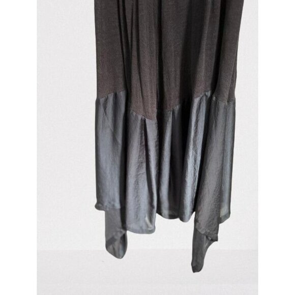 VIVID Silk Linen Combo Dress Mermaid Sleeveless V-Neck Deep Gray / Purple - Picture 3 of 7